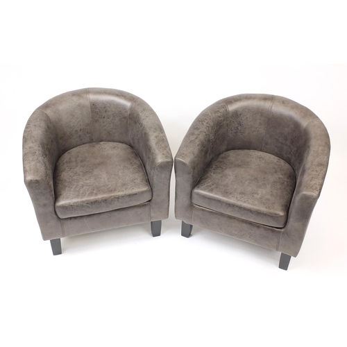 2045 - Pair of contemporary tub chairs with grey upholstery, 71cm high