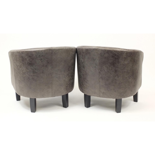 2045 - Pair of contemporary tub chairs with grey upholstery, 71cm high