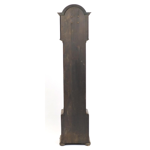 2024 - Tempus Fugit oak longcase clock, striking on eight rods, the ornate dial with silvered chapter ring,... 