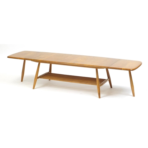 2021 - Ercol light elm 456 drop leaf coffee table, 36cm H x 108cm W (folded) x 46cm D