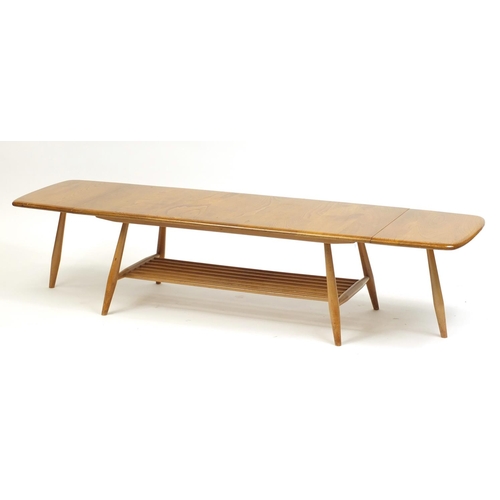 2021 - Ercol light elm 456 drop leaf coffee table, 36cm H x 108cm W (folded) x 46cm D