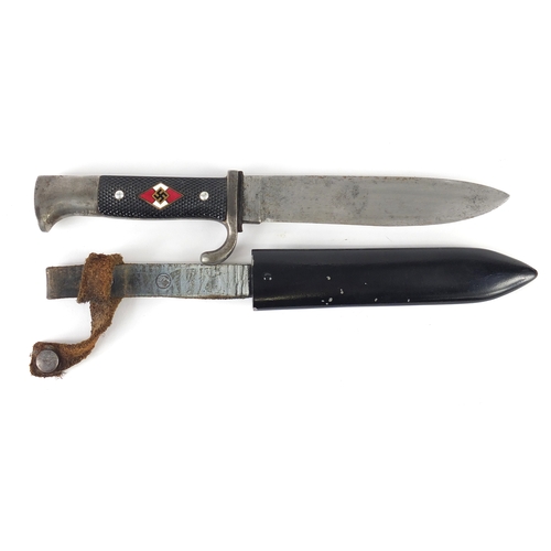 269 - German Military interest Hitler Youth dagger with sheath and impressed marks to the blade, 26cm in l... 