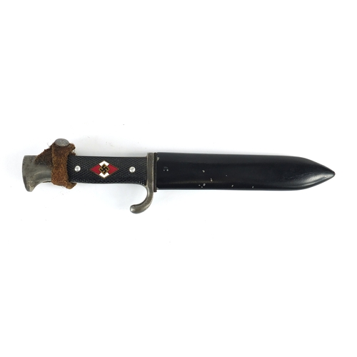 269 - German Military interest Hitler Youth dagger with sheath and impressed marks to the blade, 26cm in l... 