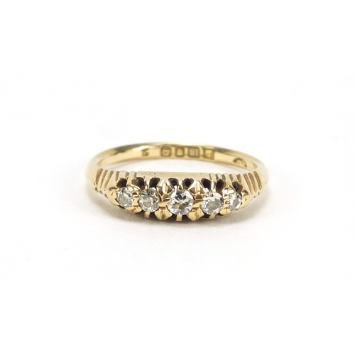 667 - Edwardian 18ct gold diamond five stone ring, Sheffield 1908, size N, 3.5g