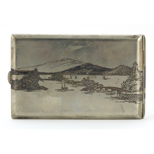 603 - Japanese sterling silver cigarette case, 12.5cm in length, 129.8g