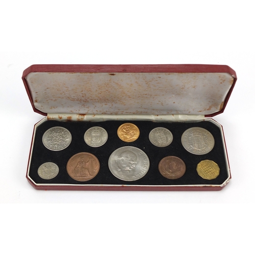 197 - Elizabeth II 1965 specimen coin set with fitted case including a sovereign