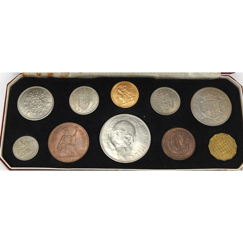 197 - Elizabeth II 1965 specimen coin set with fitted case including a sovereign