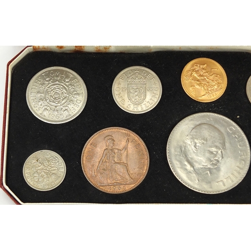 197 - Elizabeth II 1965 specimen coin set with fitted case including a sovereign