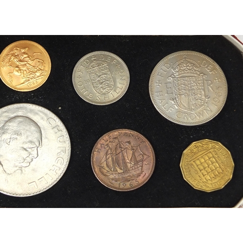 197 - Elizabeth II 1965 specimen coin set with fitted case including a sovereign