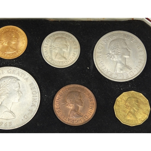 197 - Elizabeth II 1965 specimen coin set with fitted case including a sovereign