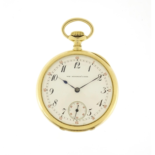 722 - 14k gold Patek Philippe & Co open face pocket watch, retailed by William Kendrick's Sons, the moveme... 