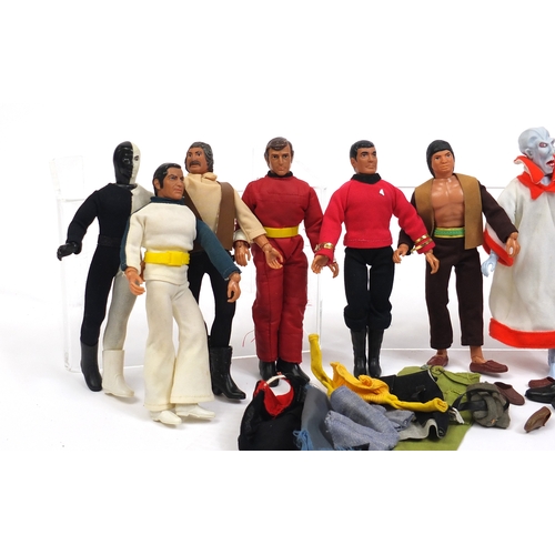 136 - Collection of 1970s Mego Corps action figures including Superman, Spiderman, Captain America, Star T... 