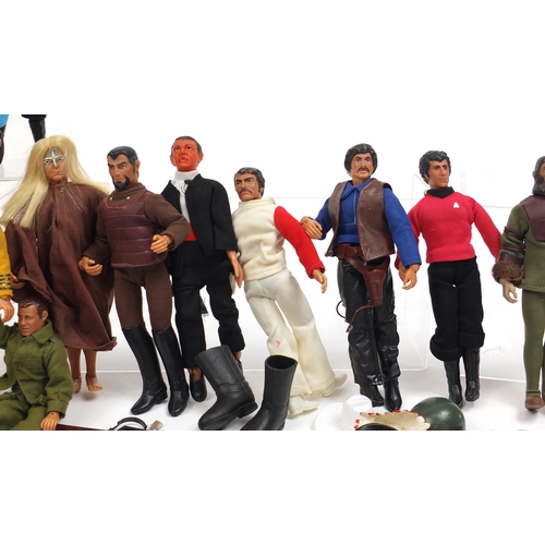 136 - Collection of 1970s Mego Corps action figures including Superman, Spiderman, Captain America, Star T... 