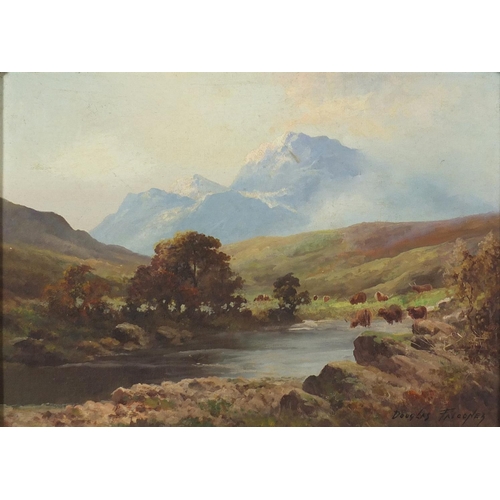 890 - Douglas Falconer - Glen Affric, West Scotland, oil on board, mounted in ornate frame, 33cm x 23cm