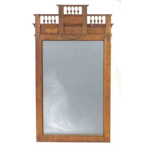 59 - Large carved walnut over mantle mirror, 159cm x 88cm