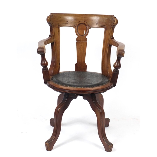 8 - Walnut framed captains chair, 89cm high