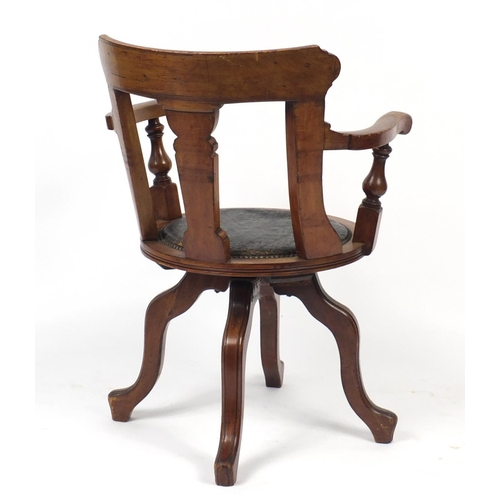 8 - Walnut framed captains chair, 89cm high