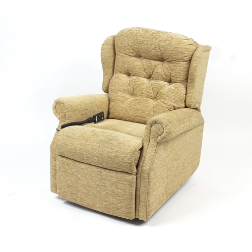 156 - Beige upholstered Celebrity electric rise and recline armchair