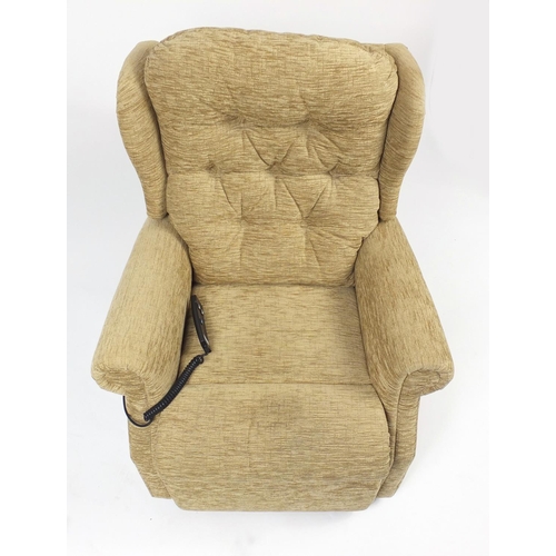 156 - Beige upholstered Celebrity electric rise and recline armchair