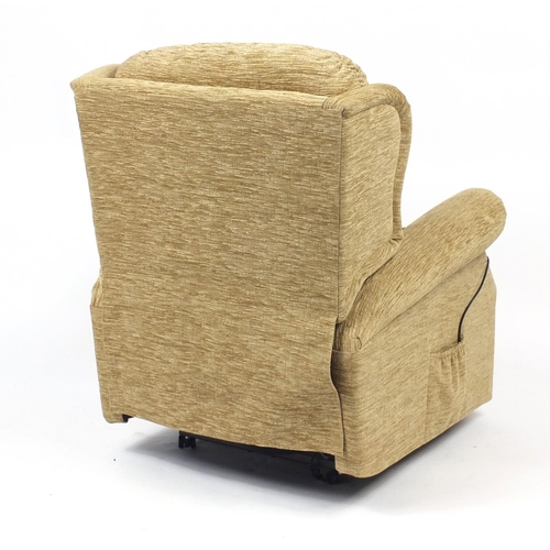 156 - Beige upholstered Celebrity electric rise and recline armchair