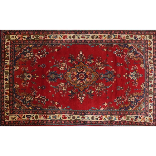 2044 - Red ground Hamadan rug, 235cm x 145cm