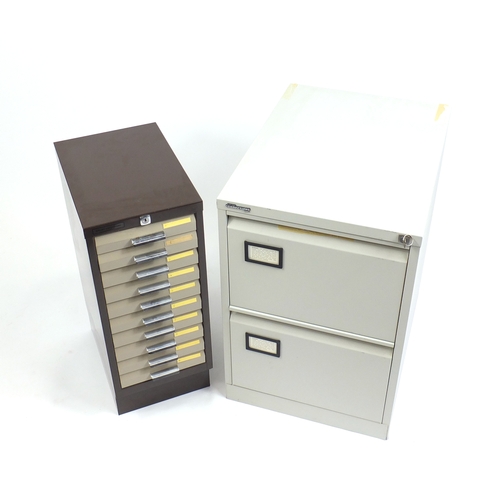 50 - Two metal filing cabinets, the largest 71cm H x 47cm W x 62cm D