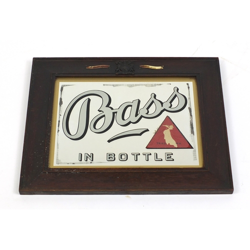 211 - Vintage oak framed Bass advertising mirror, 56.5cm x 46.5cm