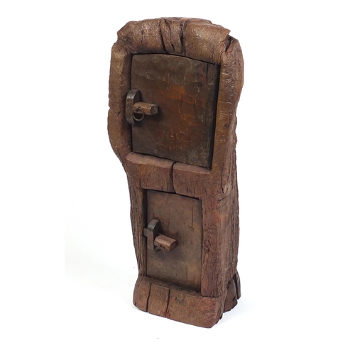51 - Naturalistic tree trunk two door cupboard, 102cm H x 46cm W x 30cm D (Carved from a whole trunk)