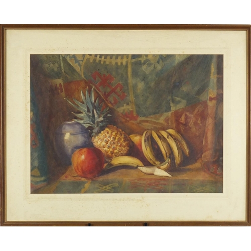 205 - Still life fruit, 19th century watercolour, mounted and framed, 60.5cm x 44cm