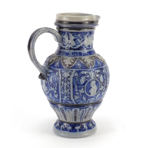 276 - Bavarian salt glazed pitcher, 27cm high