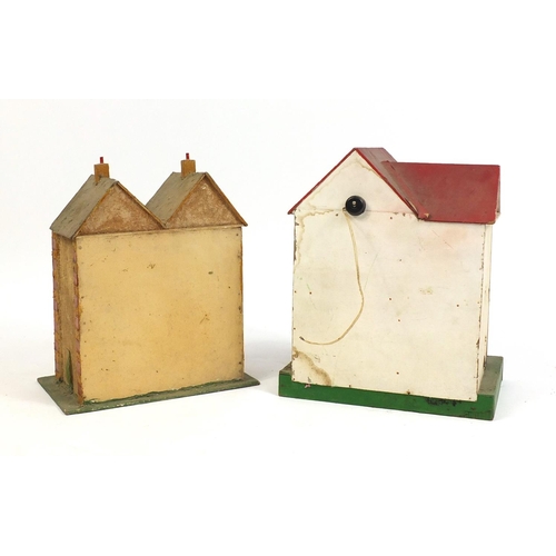 79 - Two vintage wooden dolls houses, the largest 43cm high