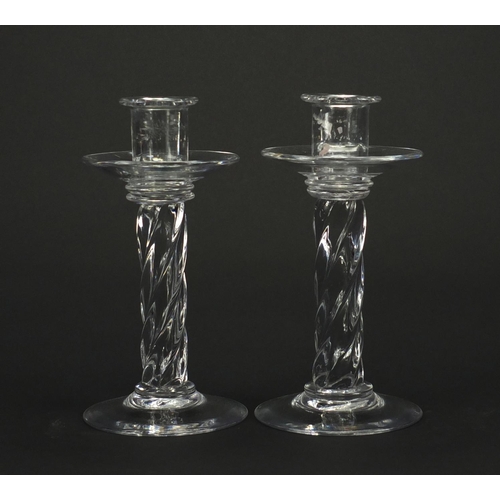 225 - Pair of crystal candlesticks, 22cm high