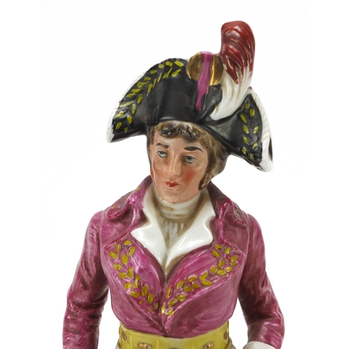 171 - Continental porcelain military figure, 30cm high