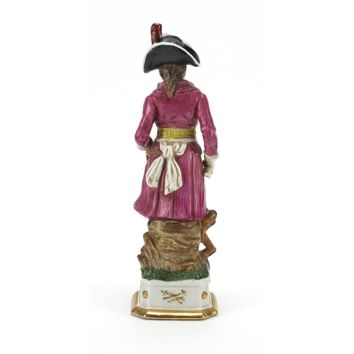 171 - Continental porcelain military figure, 30cm high