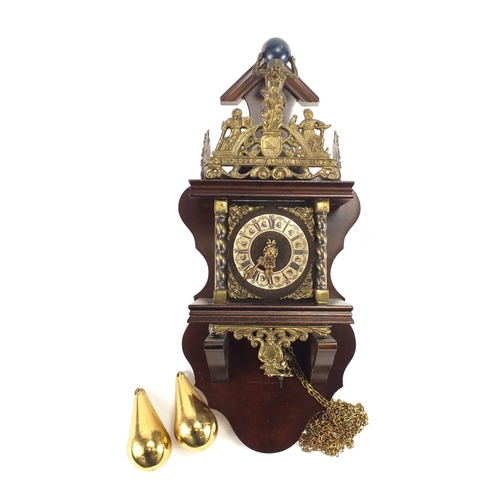 59 - Mahogany Atlas clock with brass weights, 50cm in length