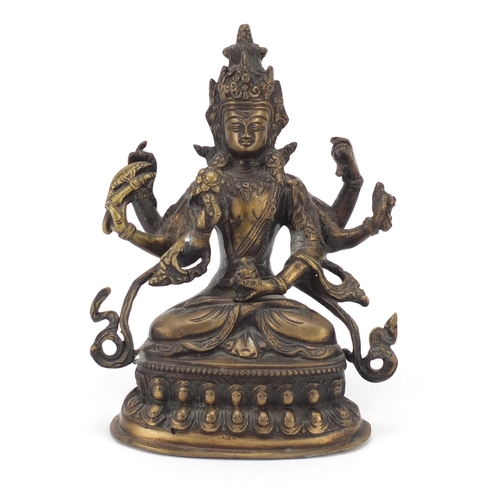 172 - Chino Tibetan bronze figure of Buddha, 21.5cm high