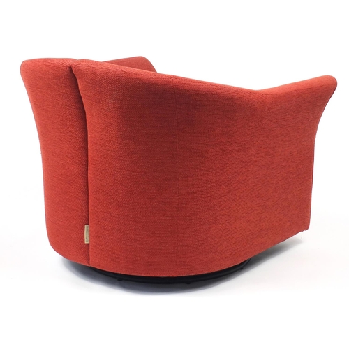 5 - Contemporary swivel tub chair with storage footstool with red upholstery