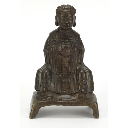 177 - Chinese bronzed figure of a seated empress, 22cm high