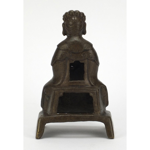 177 - Chinese bronzed figure of a seated empress, 22cm high