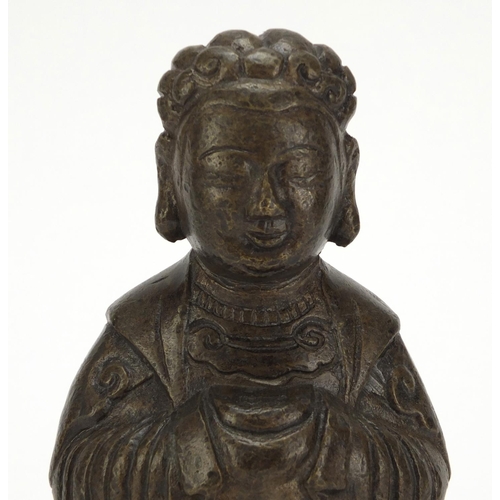 177 - Chinese bronzed figure of a seated empress, 22cm high