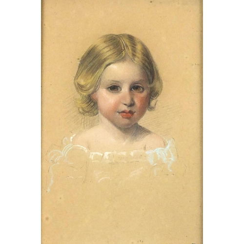 224 - Portrait of a young girl, watercolour, framed, 16cm x 11cm