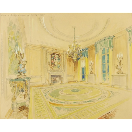 185 - Room interior in the style and manner of Daniel Marot, early 20th century English School watercolour... 