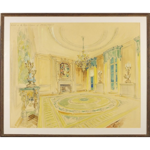 185 - Room interior in the style and manner of Daniel Marot, early 20th century English School watercolour... 