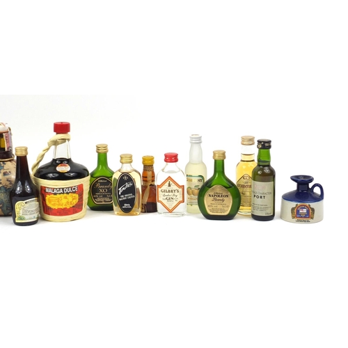 228 - Alcohol miniatures including Glenmorangie whisky, port and gin