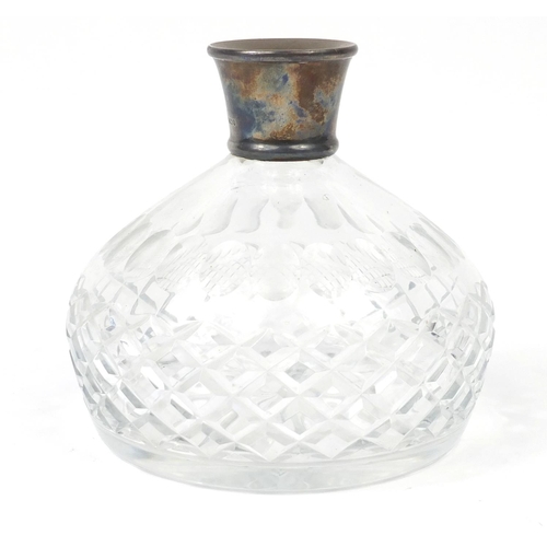 135 - Cut glass vase with silver collar, Birmingham hallmarked, 15cm high