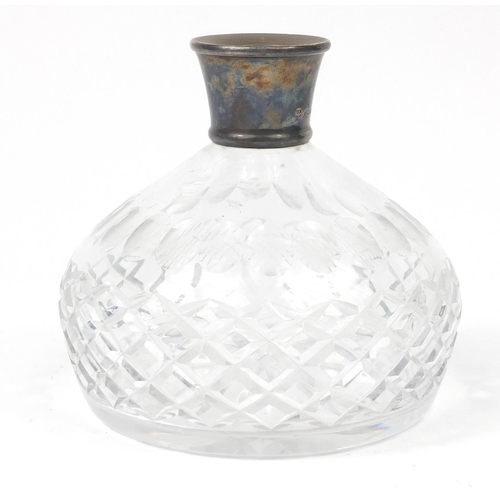 135 - Cut glass vase with silver collar, Birmingham hallmarked, 15cm high