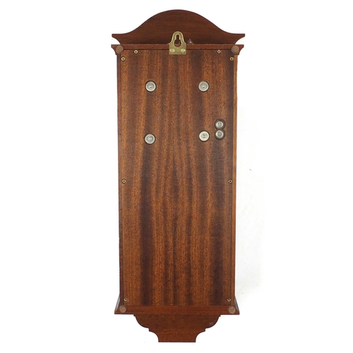 76 - Comitti mahogany cased wall hanging clock with Westminster chime, 55cm in length