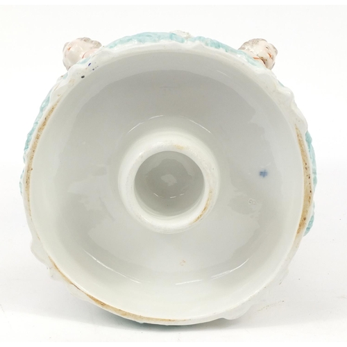 133 - 19th Century Switzendorf porcelain oil lamp base, mounted with three putti, 28cm high