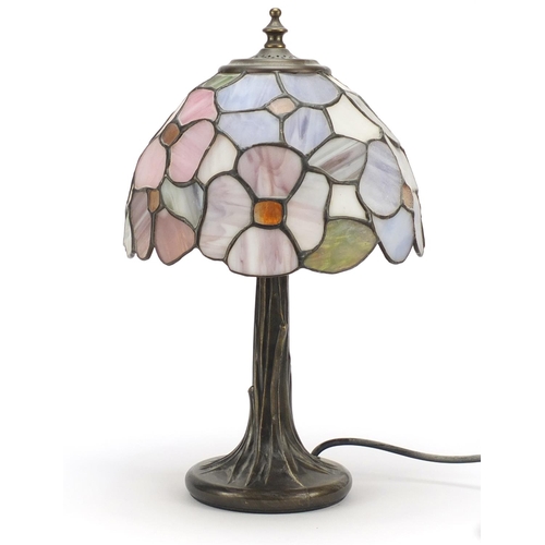 119 - Tiffany design table lamp with floral shade, 35cm high