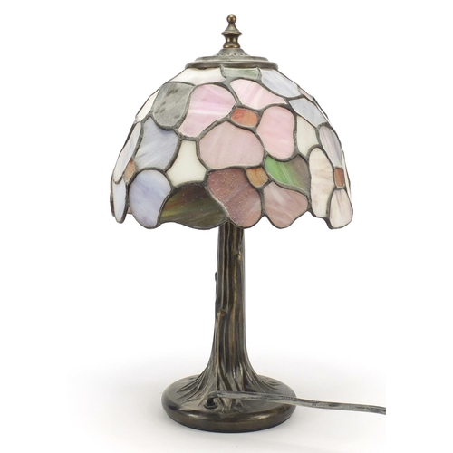 119 - Tiffany design table lamp with floral shade, 35cm high